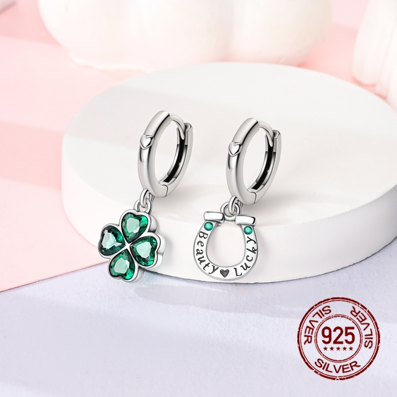 Women's Horseshoe Clover Asymmetrical Drop Earrings